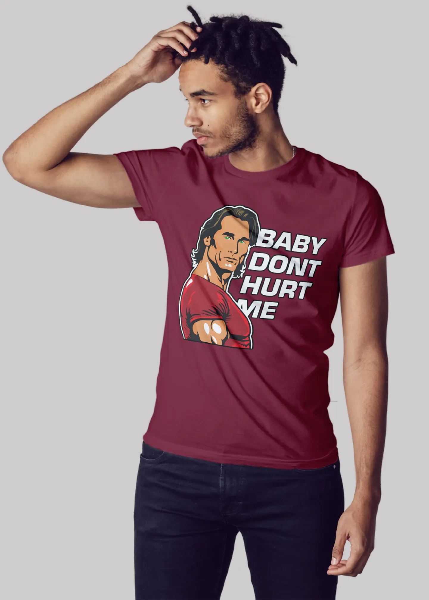 Baby don't hurt me Premium Cotton Unisex T-shirt On Sale - Image 5