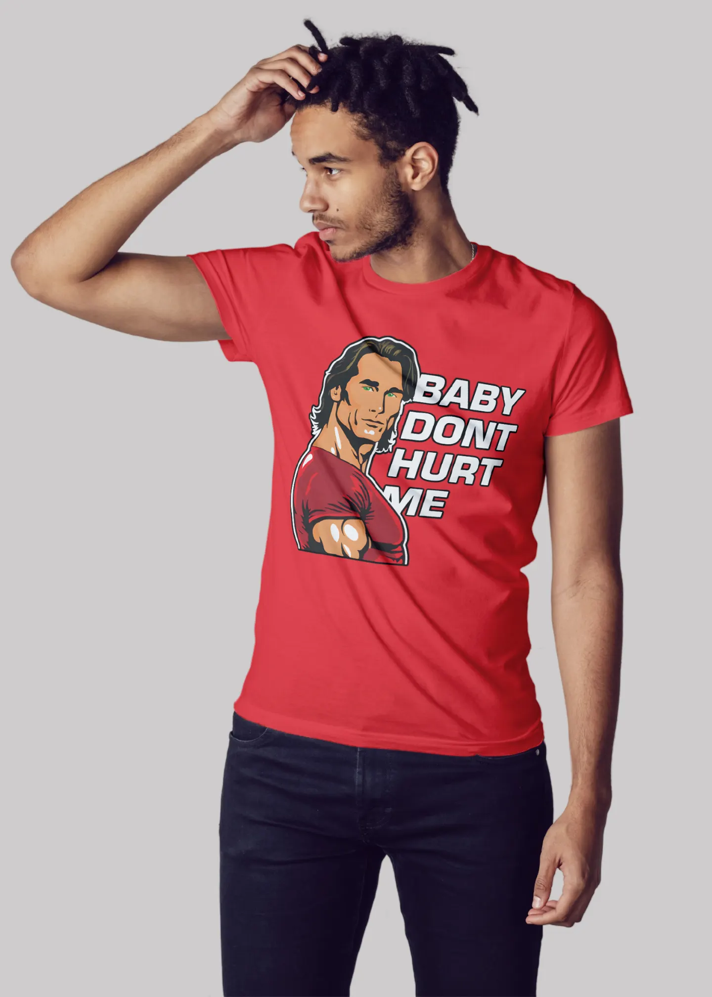 Baby don't hurt me Premium Cotton Unisex T-shirt On Sale - Image 2