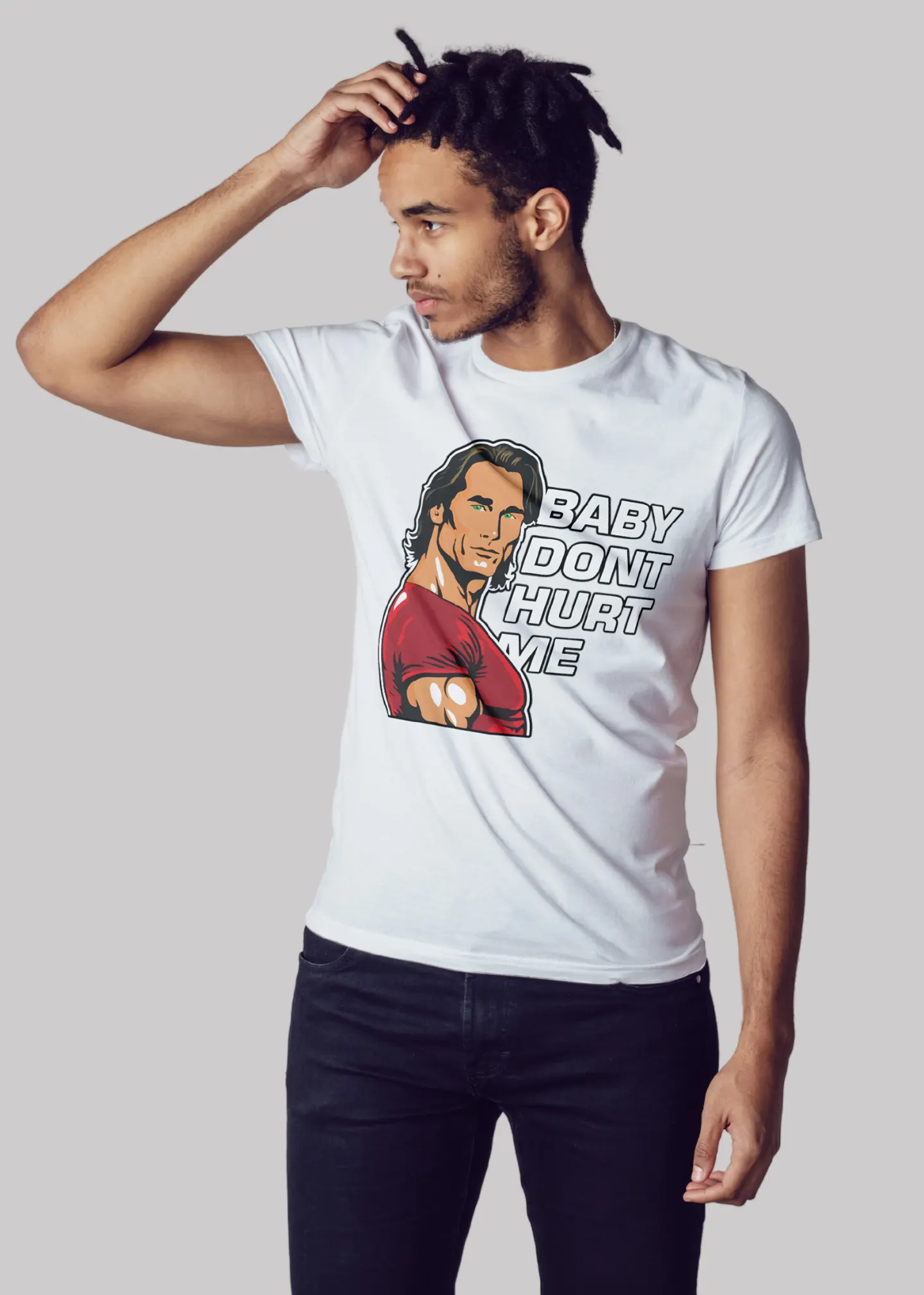 Baby don't hurt me Premium Cotton Unisex T-shirt On Sale - Image 7