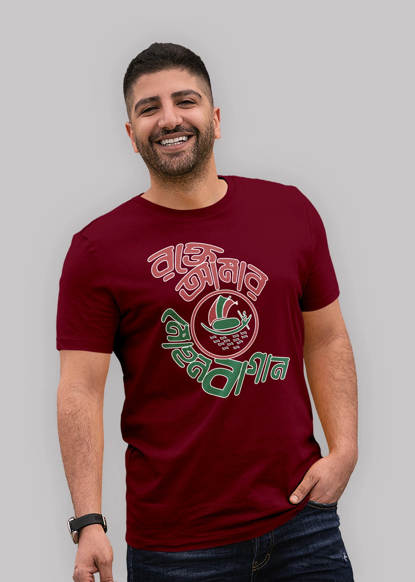 Rokthe amar mohun bagan Premium Cotton Unisex T-shirt - Image 6