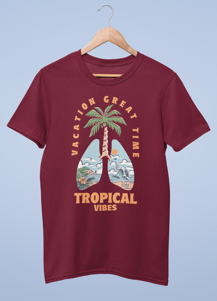 Vacation great time tropical vibes cotton half sleeve unisex t shirts - Image 6