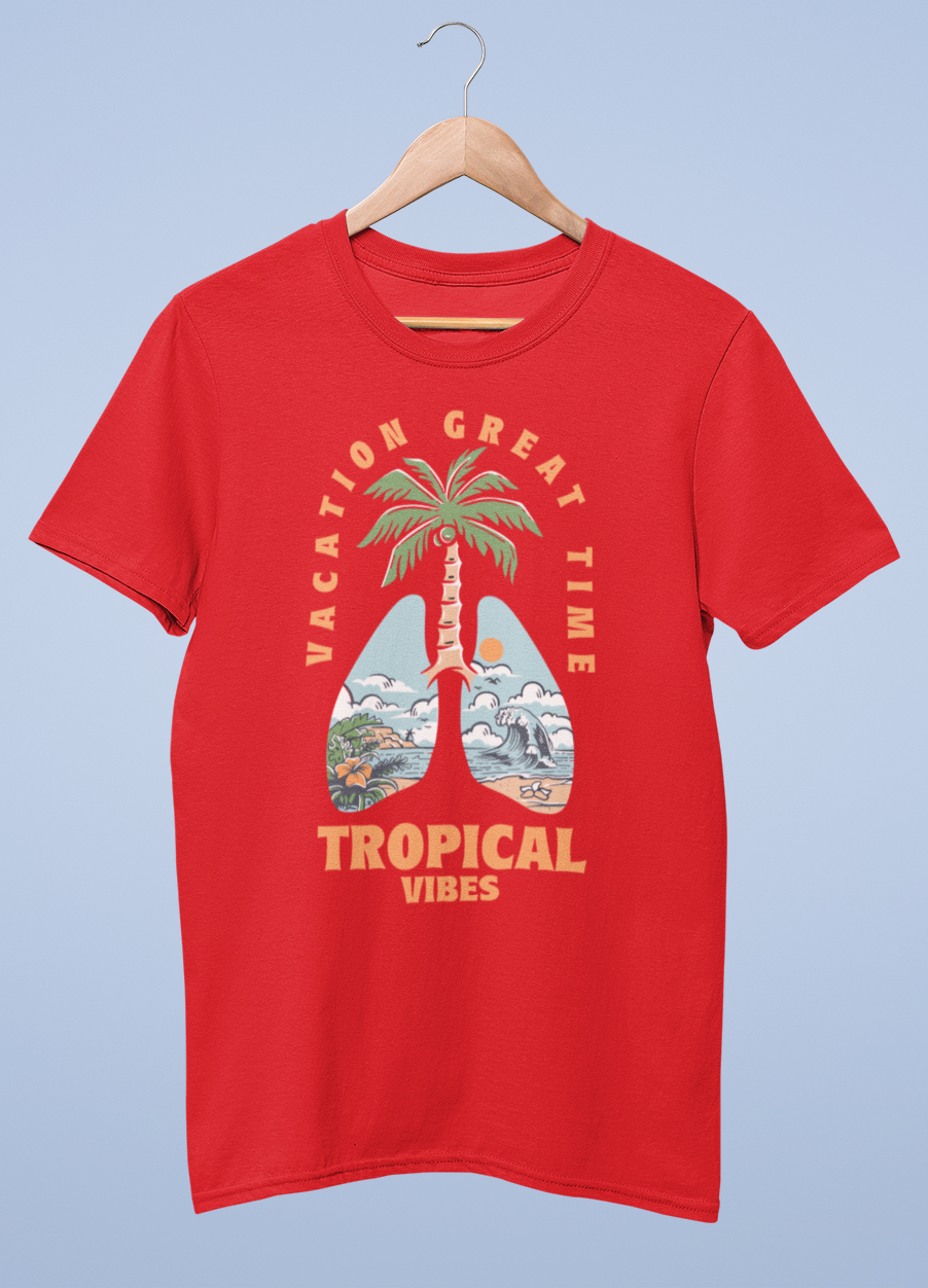 Vacation great time tropical vibes cotton half sleeve unisex t shirts - Image 2
